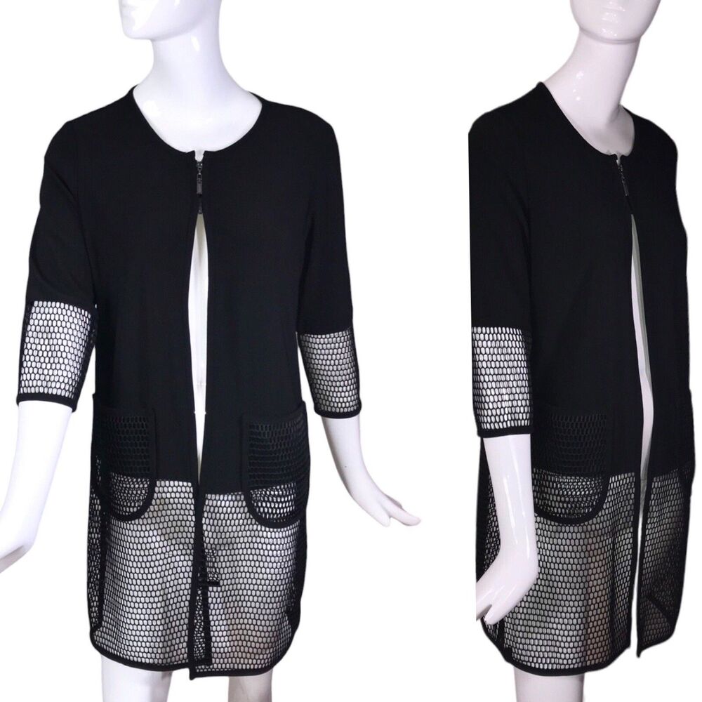 Joseph Ribkoff ❤️NEW❤️Sz 8 US/Canada Modernist Black Mixed Media Jacket Cover